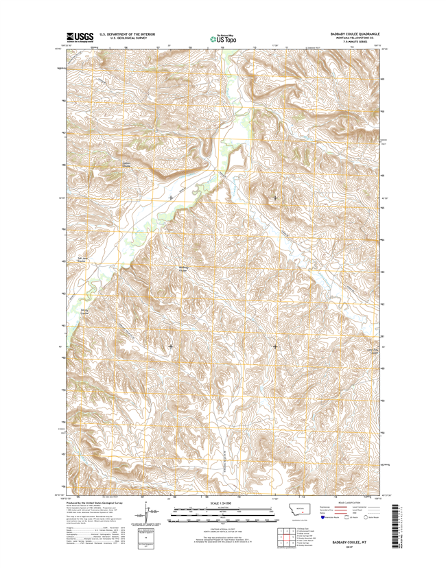 Badbaby Coulee Montana - 24k Topo Map