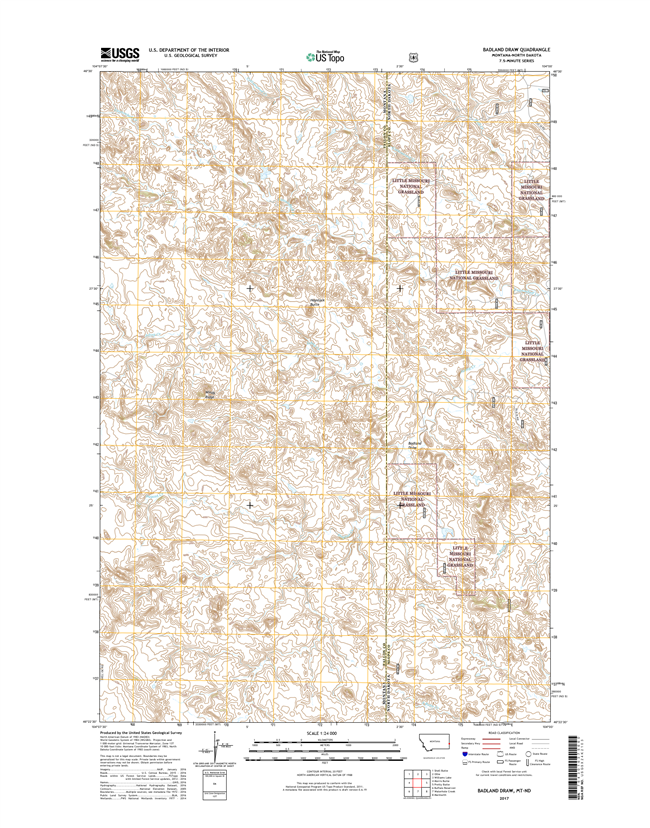 Badland Draw Montana - North Dakota - 24k Topo Map