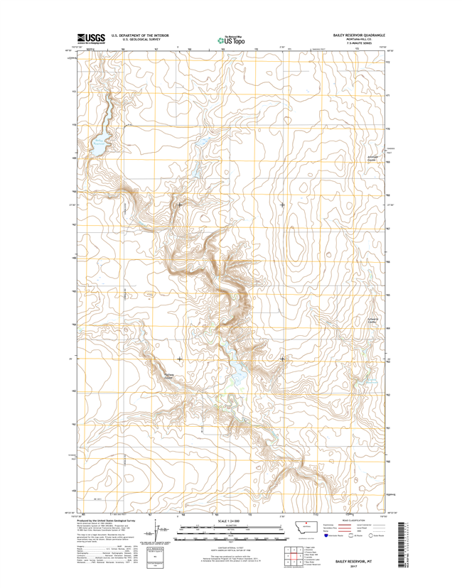 Bailey Reservoir Montana - 24k Topo Map