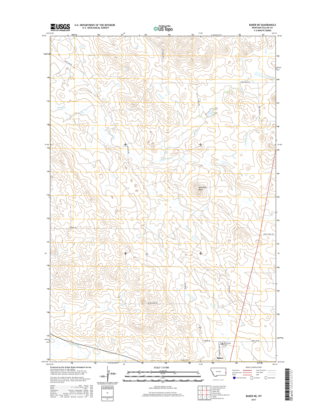 Baker NE Montana - 24k Topo Map