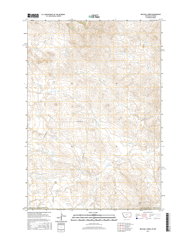 Wild Bill Creek Montana - Wyoming - 24k Topo Map