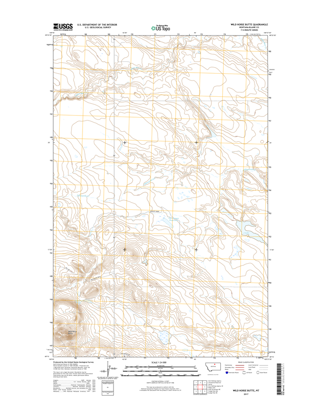 Wild Horse Butte Montana - 24k Topo Map