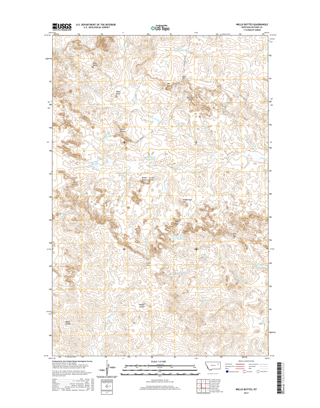 Willis Buttes Montana - 24k Topo Map