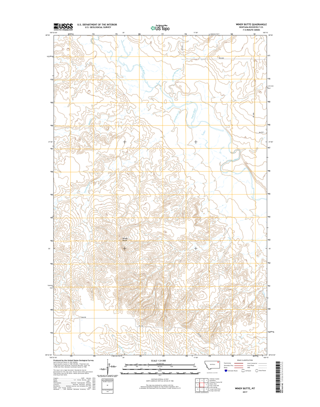 Windy Butte Montana - 24k Topo Map