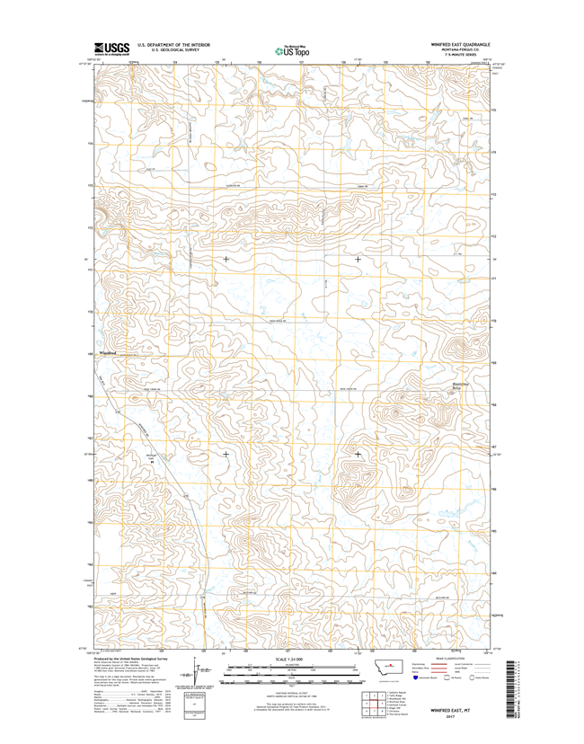 Winifred East Montana - 24k Topo Map