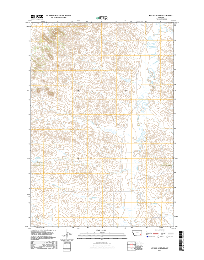 Witcher Reservoir Montana - 24k Topo Map