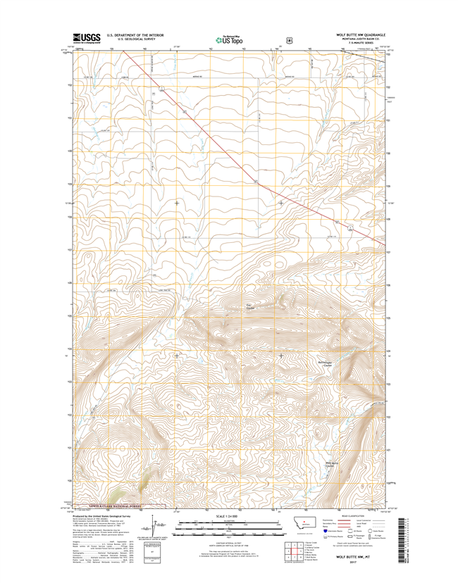 Wolf Butte NW Montana - 24k Topo Map