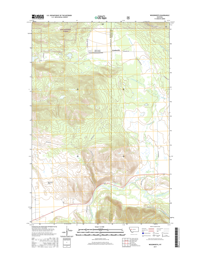 Woodworth Montana - 24k Topo Map