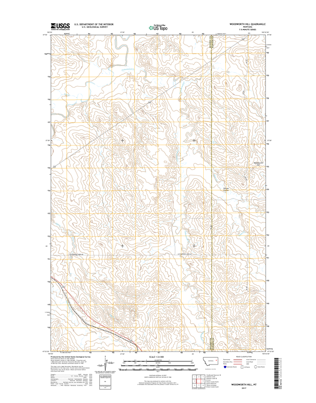 Woodworth Hill Montana - 24k Topo Map