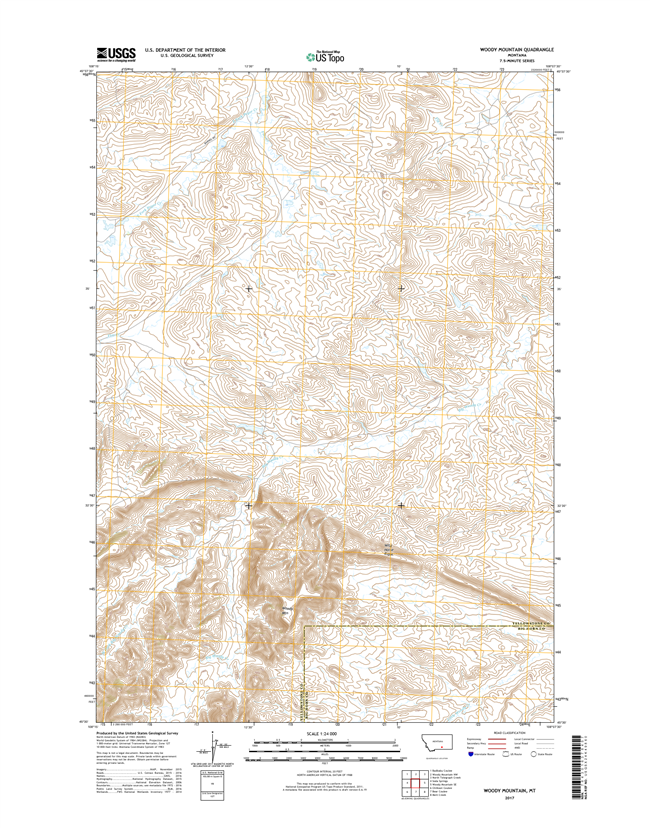 Woody Mountain Montana - 24k Topo Map