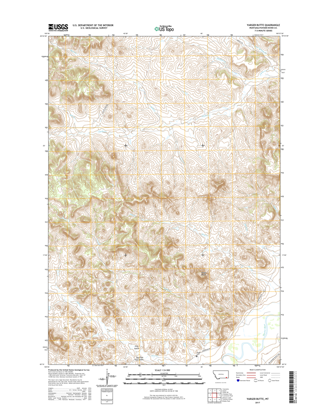 Yarger Butte Montana - 24k Topo Map