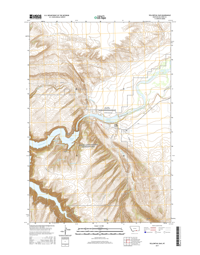Yellowtail Dam Montana - 24k Topo Map