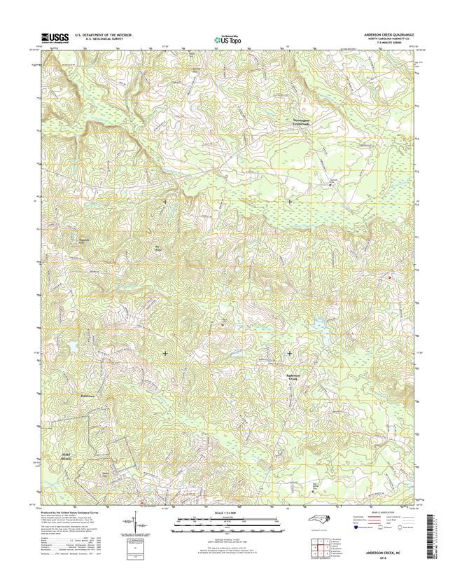 Anderson Creek North Carolina  - 24k Topo Map