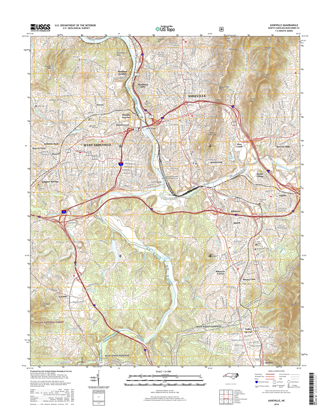 Asheville North Carolina  - 24k Topo Map