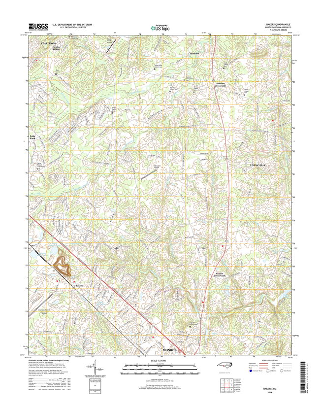 Bakers North Carolina  - 24k Topo Map