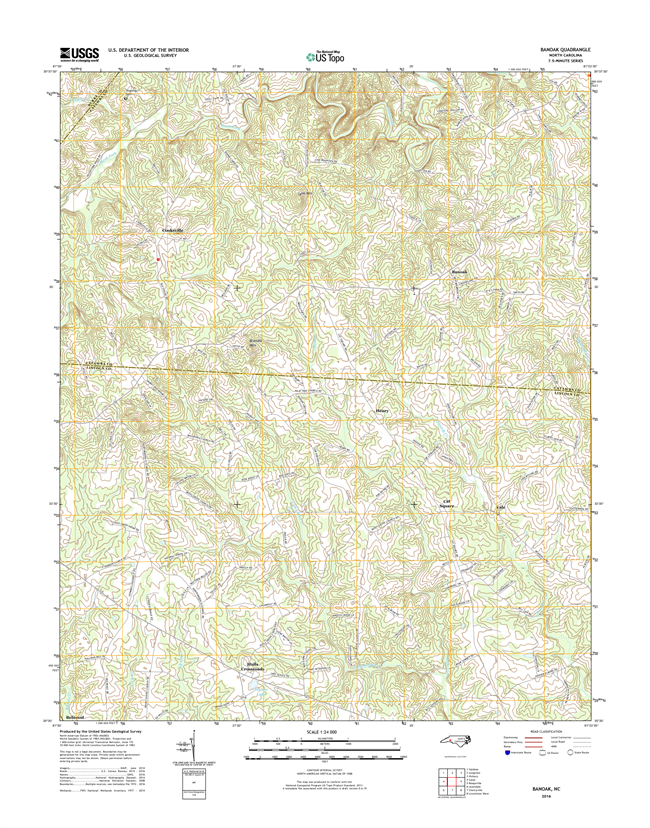 Banoak North Carolina  - 24k Topo Map