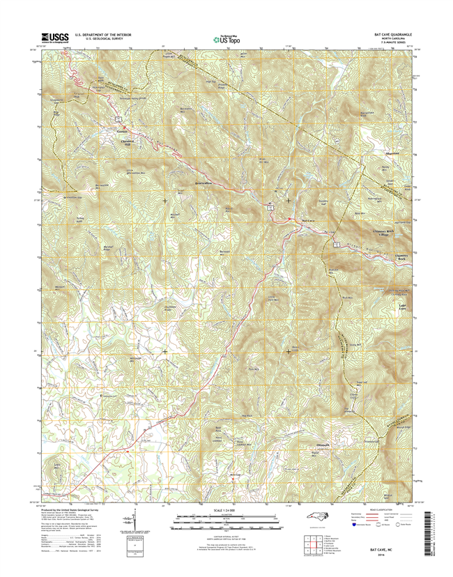 Bat Cave North Carolina  - 24k Topo Map