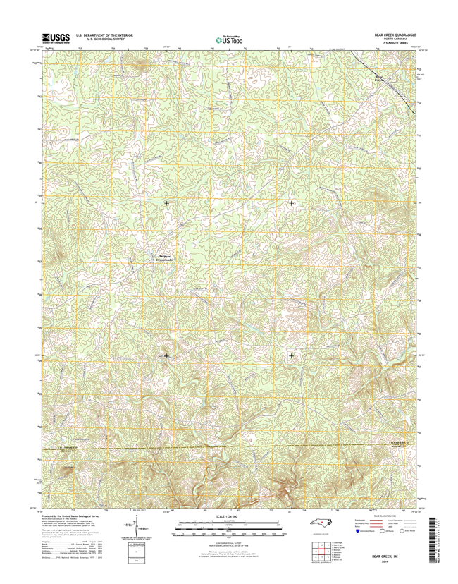 Bear Creek North Carolina  - 24k Topo Map