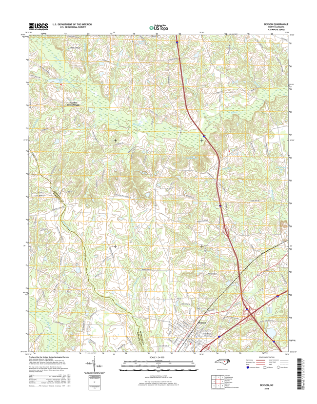 Benson North Carolina  - 24k Topo Map