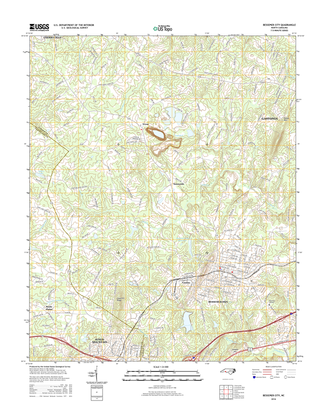 Bessemer City North Carolina  - 24k Topo Map