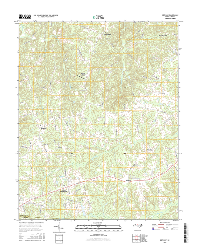 Bethany North Carolina  - 24k Topo Map
