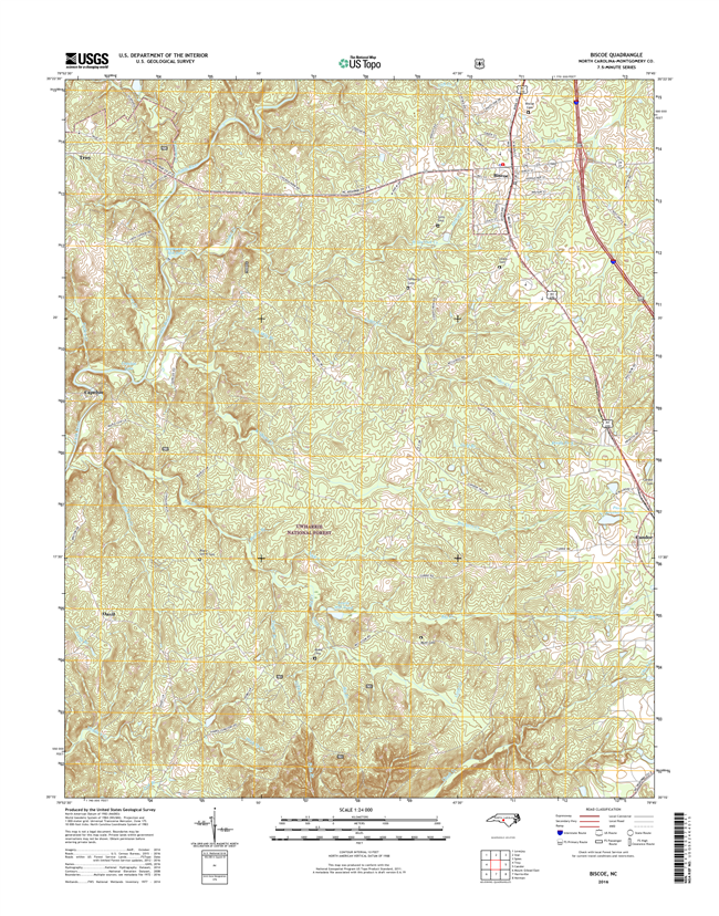 Biscoe North Carolina  - 24k Topo Map