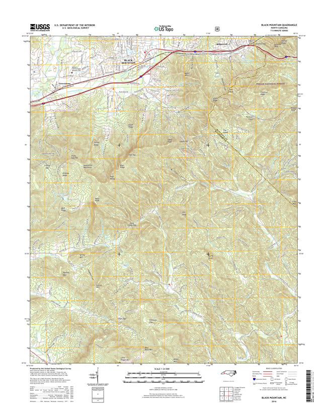 Black Mountain North Carolina  - 24k Topo Map