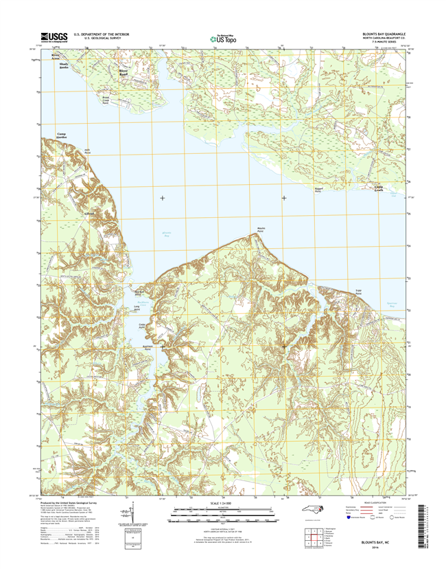Blounts Bay North Carolina  - 24k Topo Map