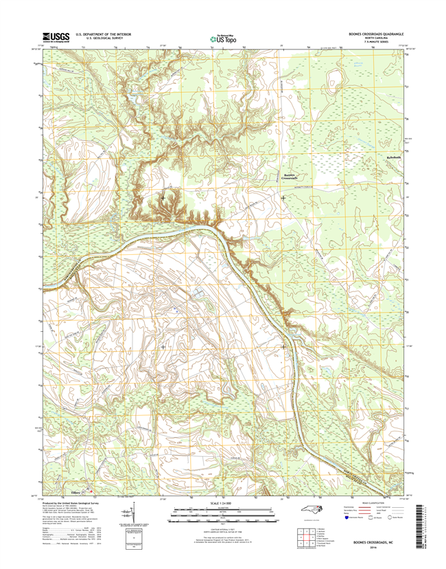 Boones Crossroads North Carolina  - 24k Topo Map