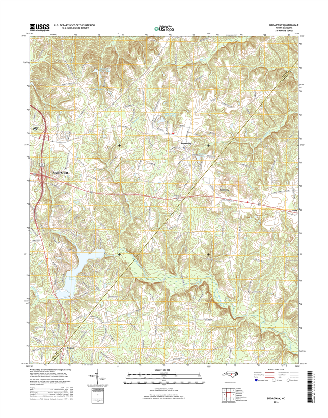 Broadway North Carolina  - 24k Topo Map