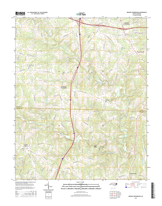 Brooks Crossroads North Carolina  - 24k Topo Map