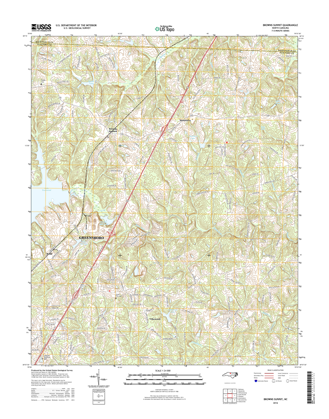 Browns Summit North Carolina  - 24k Topo Map