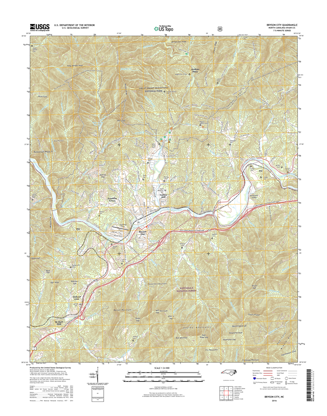 Bryson City North Carolina  - 24k Topo Map