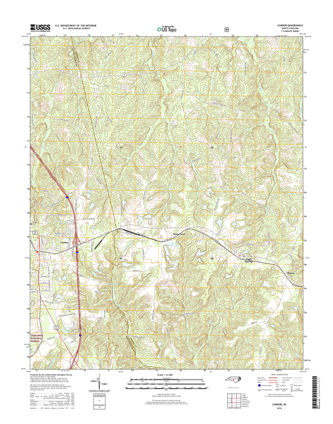 Candor North Carolina  - 24k Topo Map