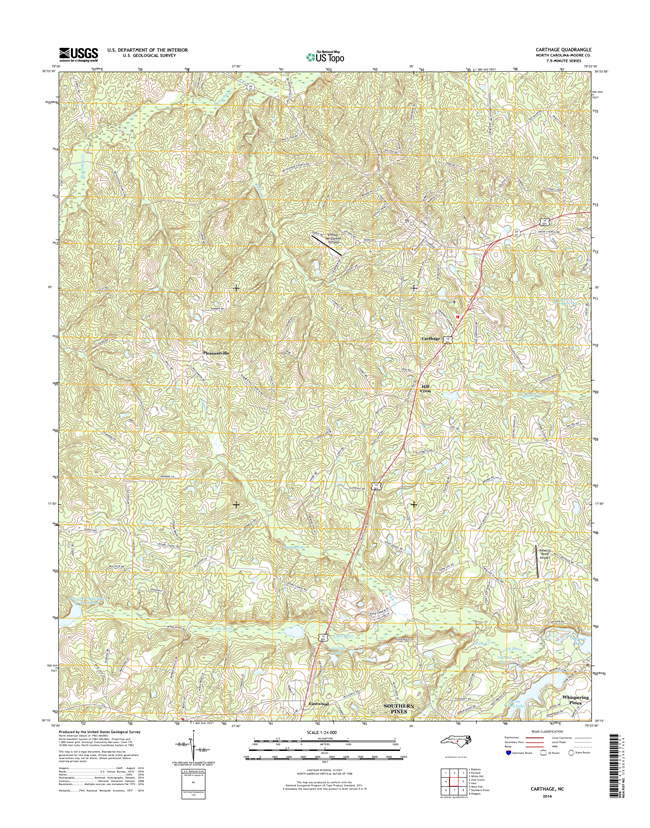 Carthage North Carolina  - 24k Topo Map