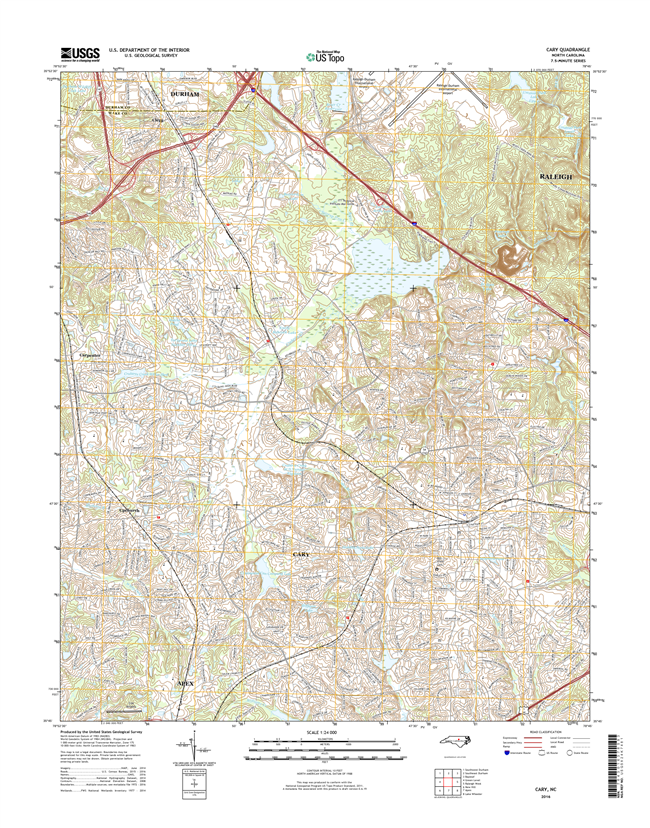 Cary North Carolina  - 24k Topo Map