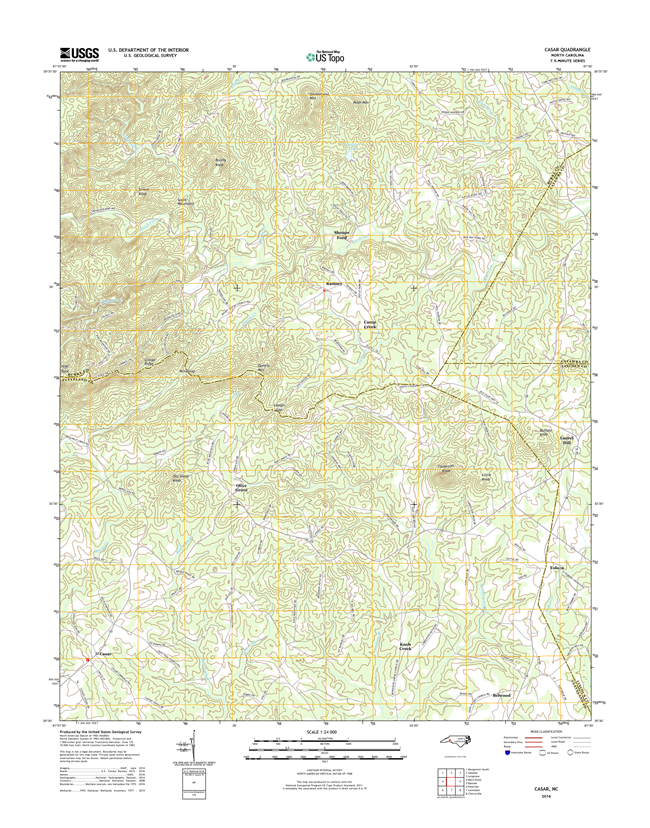 Casar North Carolina  - 24k Topo Map