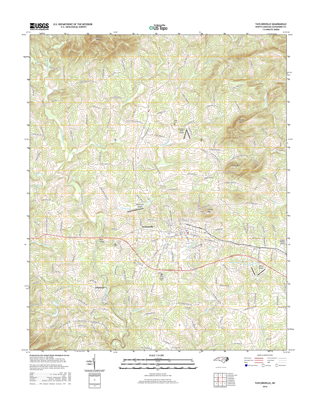 Taylorsville North Carolina  - 24k Topo Map