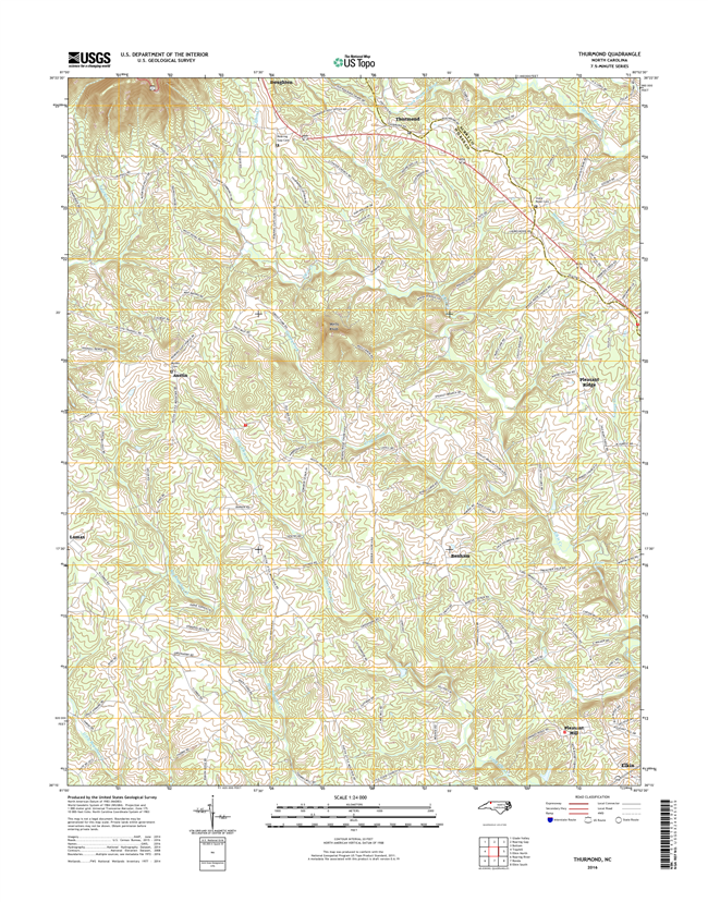 Thurmond North Carolina  - 24k Topo Map