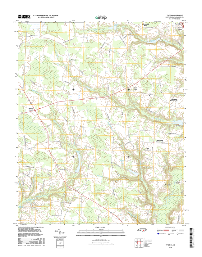 Timothy North Carolina  - 24k Topo Map