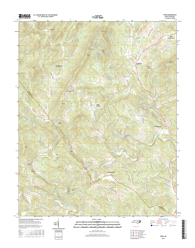 Todd North Carolina  - 24k Topo Map