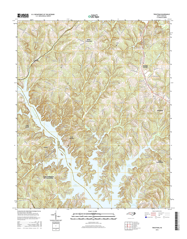 Troutman North Carolina  - 24k Topo Map