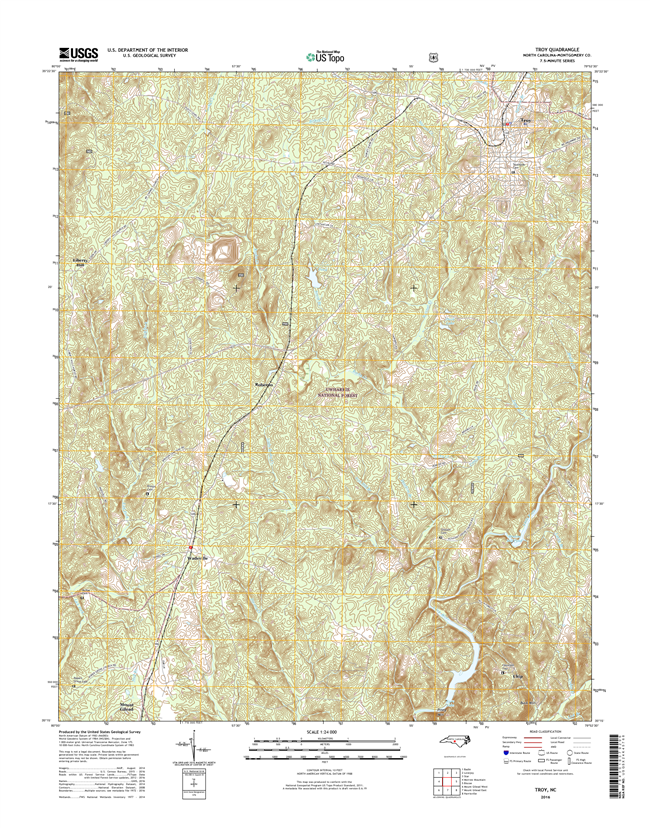 Troy North Carolina  - 24k Topo Map