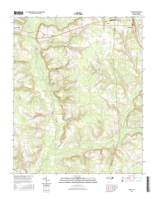 Turkey North Carolina  - 24k Topo Map