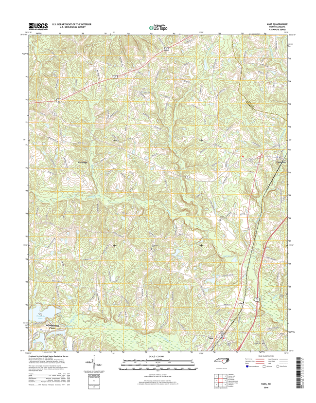 Vass North Carolina  - 24k Topo Map