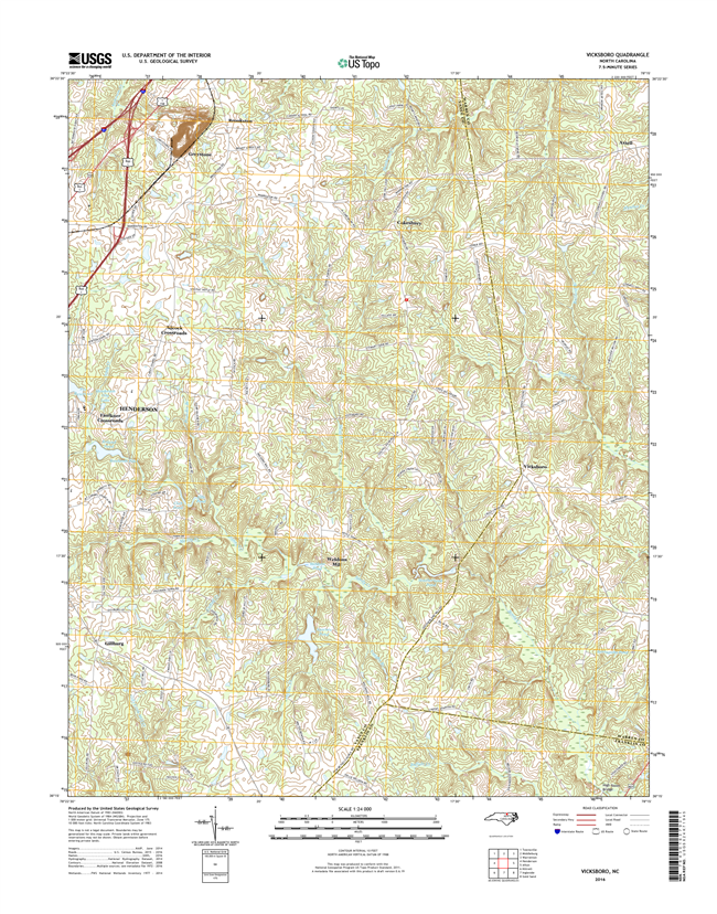 Vicksboro North Carolina  - 24k Topo Map