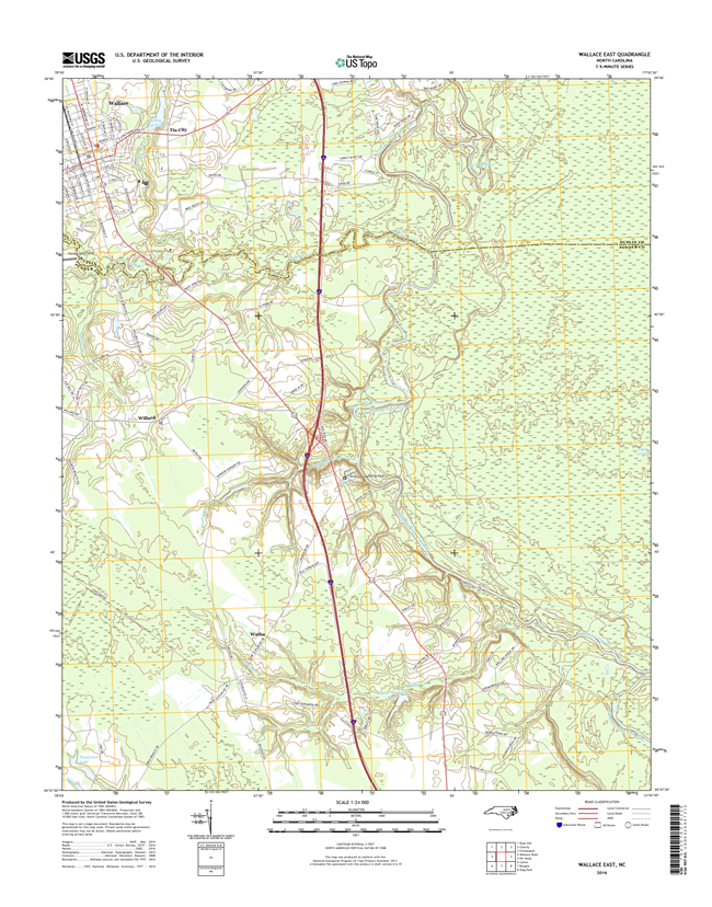 Wallace East North Carolina  - 24k Topo Map