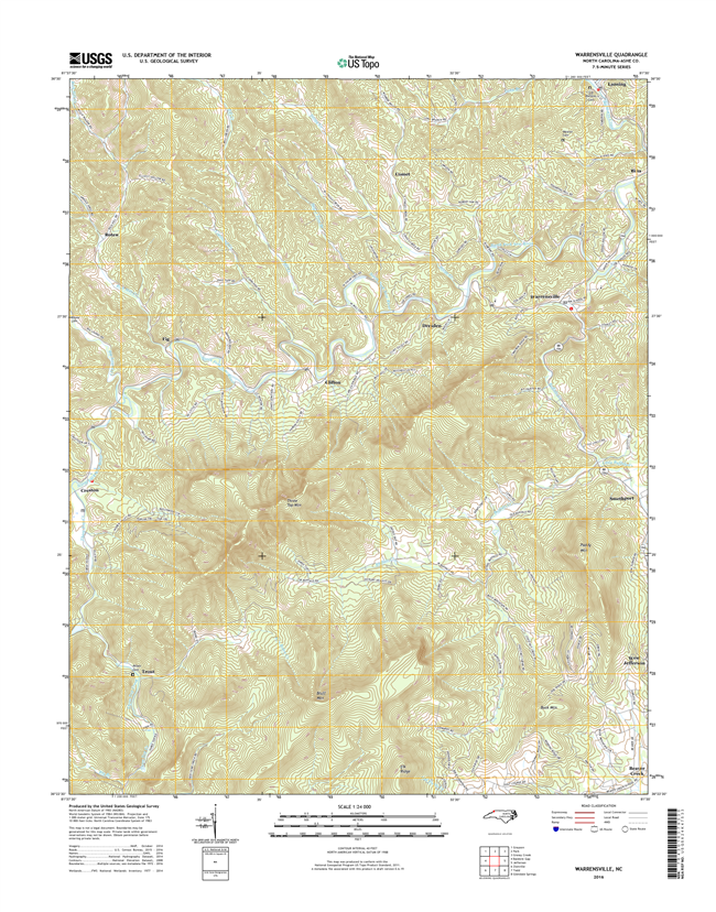 Warrensville North Carolina  - 24k Topo Map