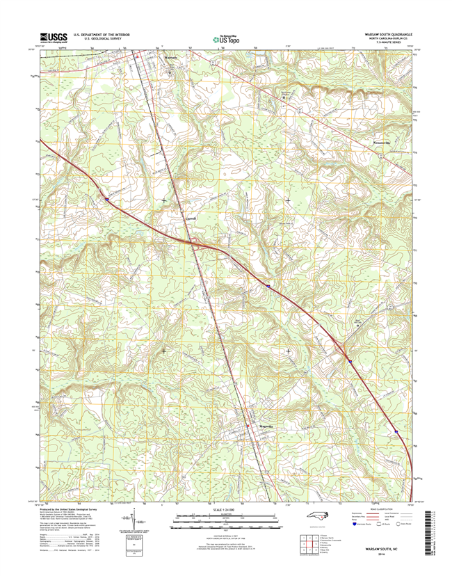 Warsaw South North Carolina  - 24k Topo Map