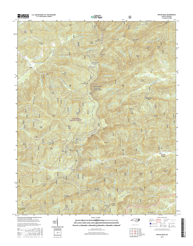 Wayah Bald North Carolina  - 24k Topo Map